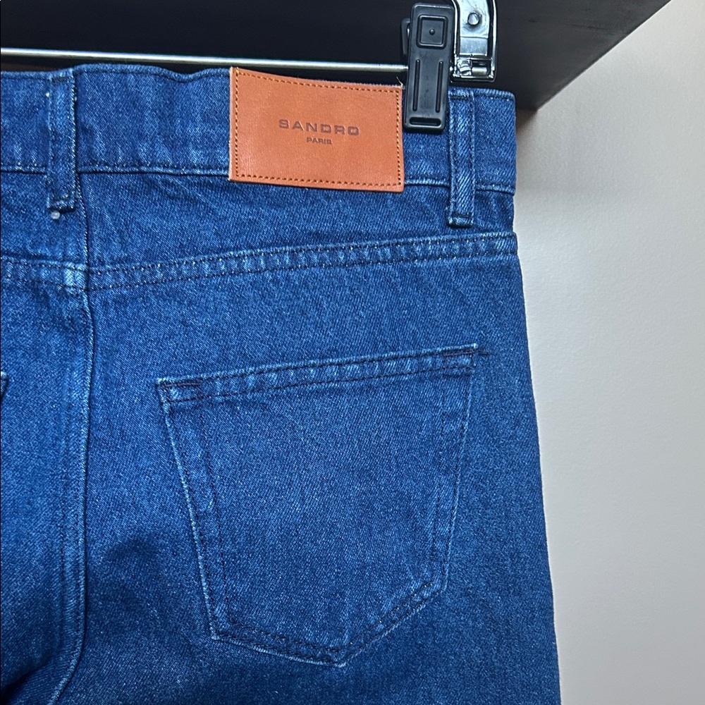 NWT SANDRO Slim Deep Blue Jeans Men's W27 Button Fly Mid Rise 5 Pocket Design - Picture 5 of 6